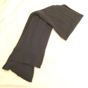 Portolano Black Cashmere Scarf with Woven Detail